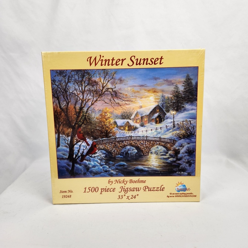 SunsOut "Winter Sunset" by Nicky Boehme 1500 pc puzzle #19248 33" x 24"